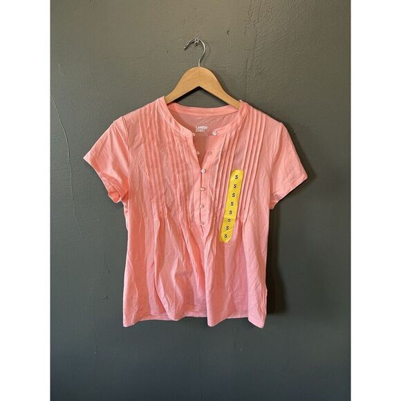 Lands End Womens Pink Short Sleeve Button Up Shirt NWT Size Small - Picture 1 of 3
